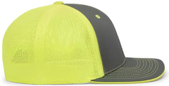 Pacific Headwear 404M Trucker Flexfit Cap Graphite Neon Yellow