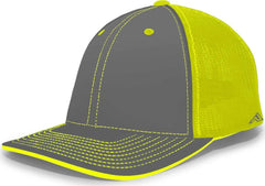 Pacific Headwear 404M Trucker Flexfit Cap Graphite Neon Yellow Dark Gray Yellow / 6 1/2’’ 7’’