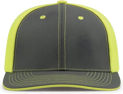 Pacific Headwear 404M Trucker Flexfit Cap Graphite Neon Yellow