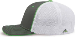 Pacific Headwear 404M Trucker Flexfit Cap Graphite White Neon Green