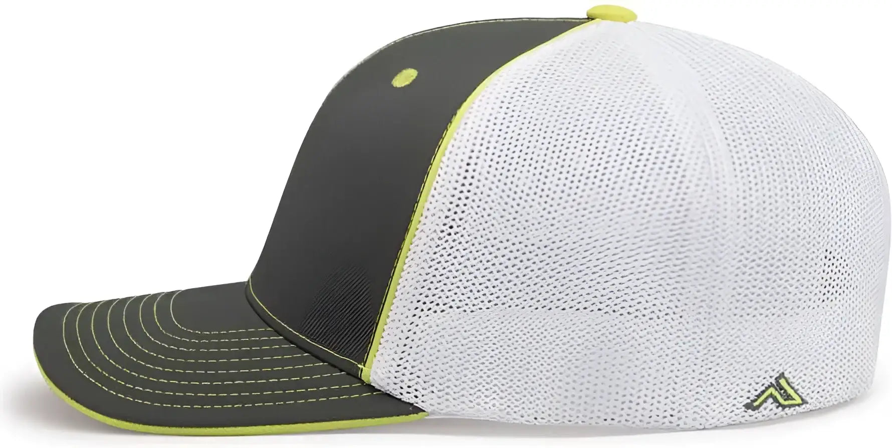 Pacific Headwear 404M Trucker Flexfit Cap - Graphite White Neon Yellow