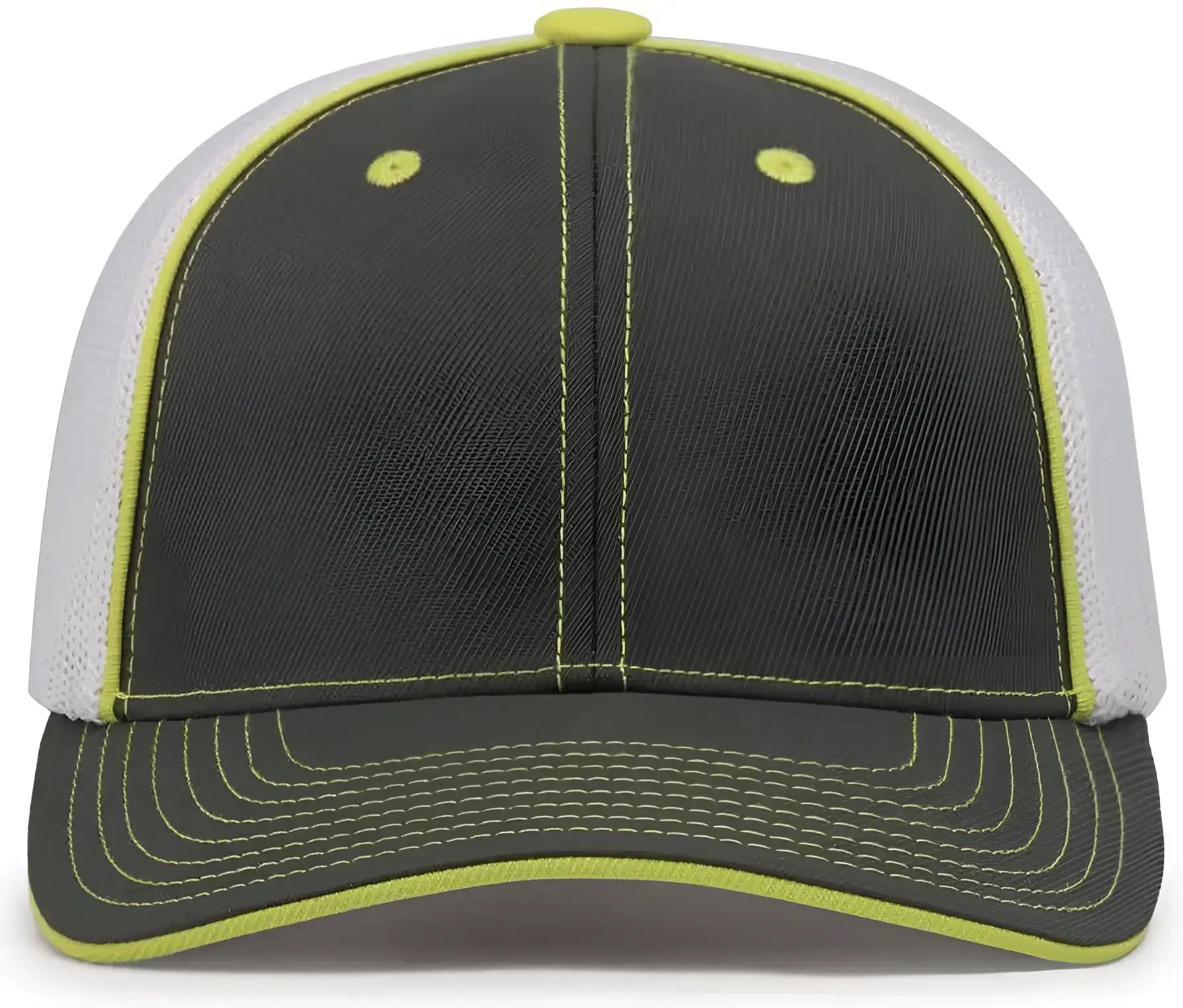 Pacific Headwear 404M Trucker Flexfit Cap - Graphite White Neon Yellow