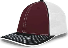 Pacific Headwear 404M Trucker Flexfit Cap - Maroon Black - Maroon Black / 6 1/2’’ - 7’’