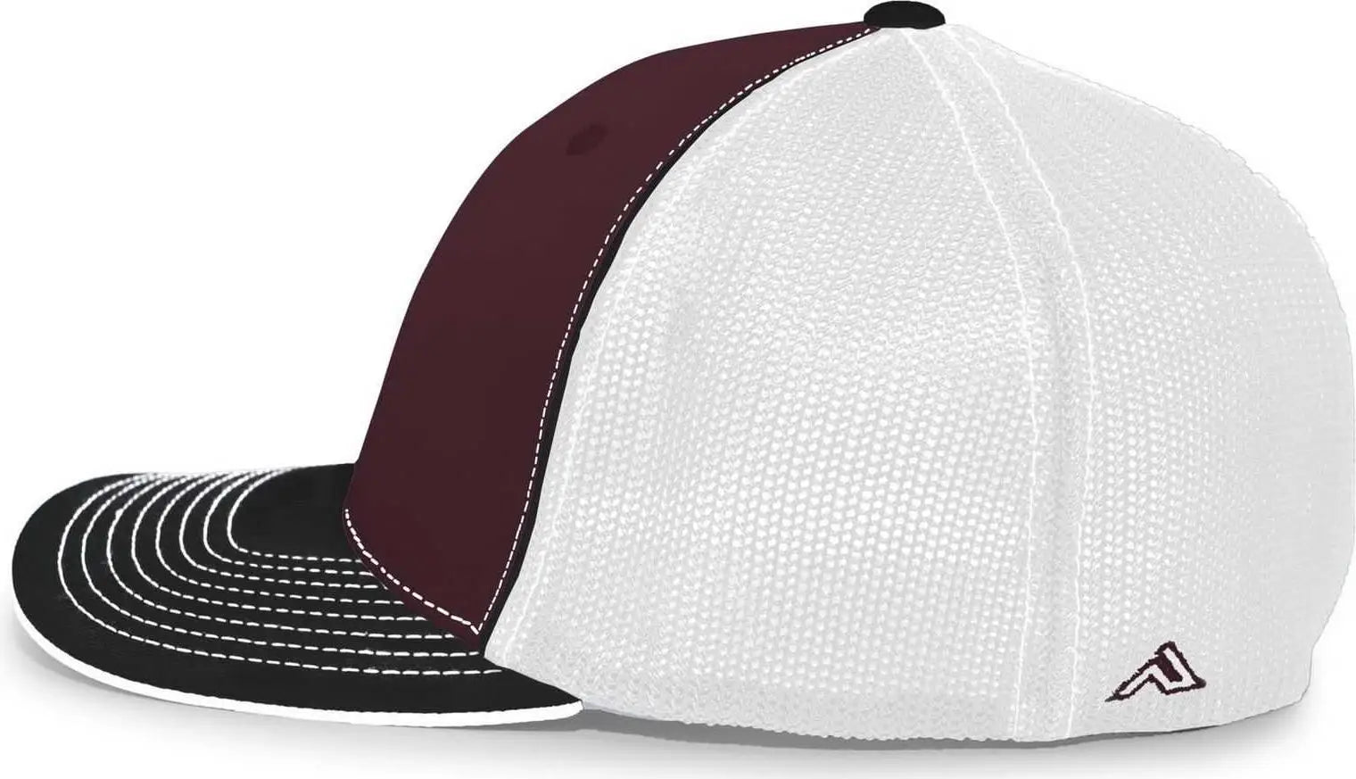 Pacific Headwear 404M Trucker Flexfit Cap - Maroon Black