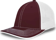 Pacific Headwear 404M Trucker Flexfit Cap Maroon White Maroon White / 6 1/2’’ 7’’