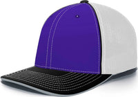Pacific Headwear 404M Trucker Flexfit Cap Purple White Black Purple White / 6 3/8’’ 6 7/8’’