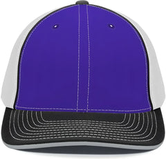 Pacific Headwear 404M Trucker Flexfit Cap Purple White Black