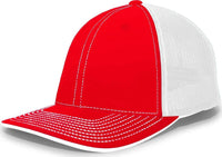 Pacific Headwear 404M Trucker Flexfit Cap Red White Red White / 6 1/2’’ 7’’