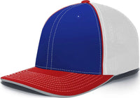 Pacific Headwear 404M Trucker Flexfit Cap Royal White Red Royal Red / 6 3/8’’ 6 7/8’’