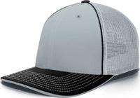 Pacific Headwear 404M Trucker Flexfit Cap Silver Black Light Gray Black / 6 3/8’’ 6 7/8’’