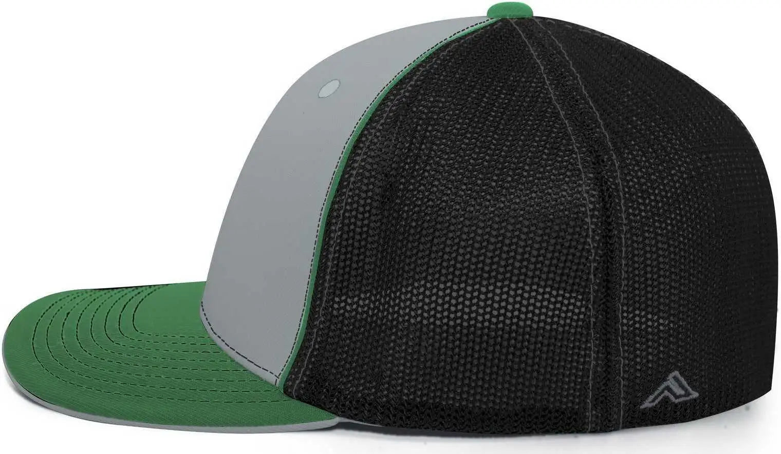 Pacific Headwear 404M Trucker Flexfit Cap - Silver Black Kelly