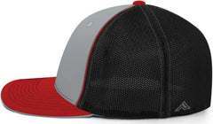 Pacific Headwear 404M Trucker Flexfit Cap Silver Black Red