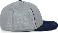 Pacific Headwear 404M Trucker Flexfit Cap Silver Navy