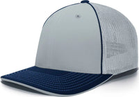 Pacific Headwear 404M Trucker Flexfit Cap Silver Navy Light Gray Navy / 6 3/8’’ 6 7/8’’
