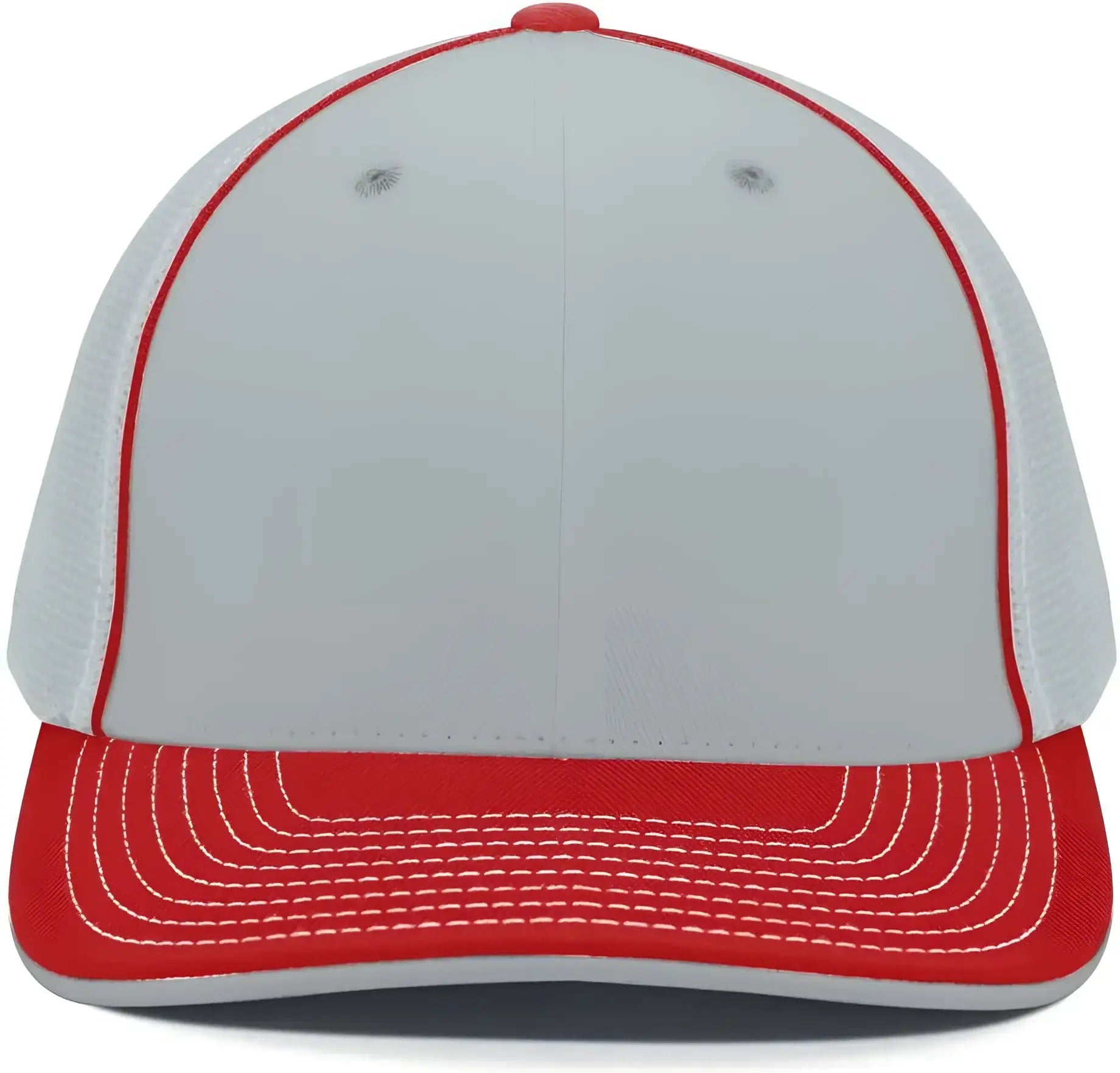 Pacific Headwear 404M Trucker Flexfit Cap - Silver Red