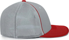Pacific Headwear 404M Trucker Flexfit Cap Silver Red