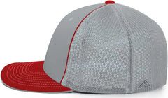 Pacific Headwear 404M Trucker Flexfit Cap Silver Red