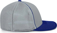 Pacific Headwear 404M Trucker Flexfit Cap Silver Royal