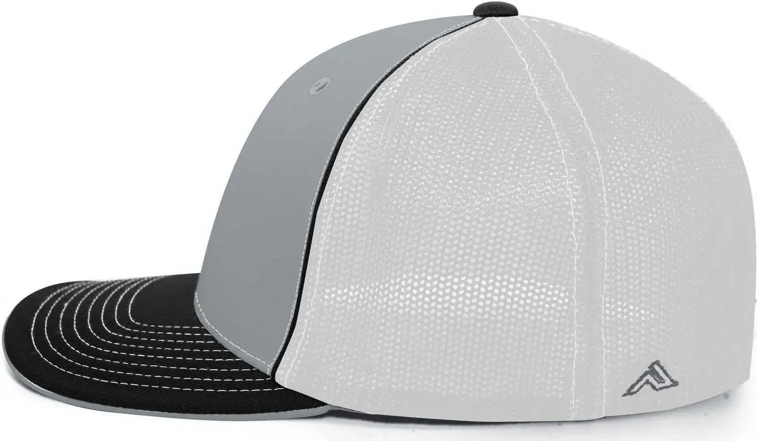 Pacific Headwear 404M Trucker Flexfit Cap - Silver White Black