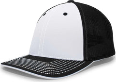 Pacific Headwear 404M Trucker Flexfit Cap White Black White Black / 6 1/2’’ 7’’
