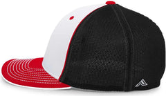 Pacific Headwear 404M Trucker Flexfit Cap White Black Red