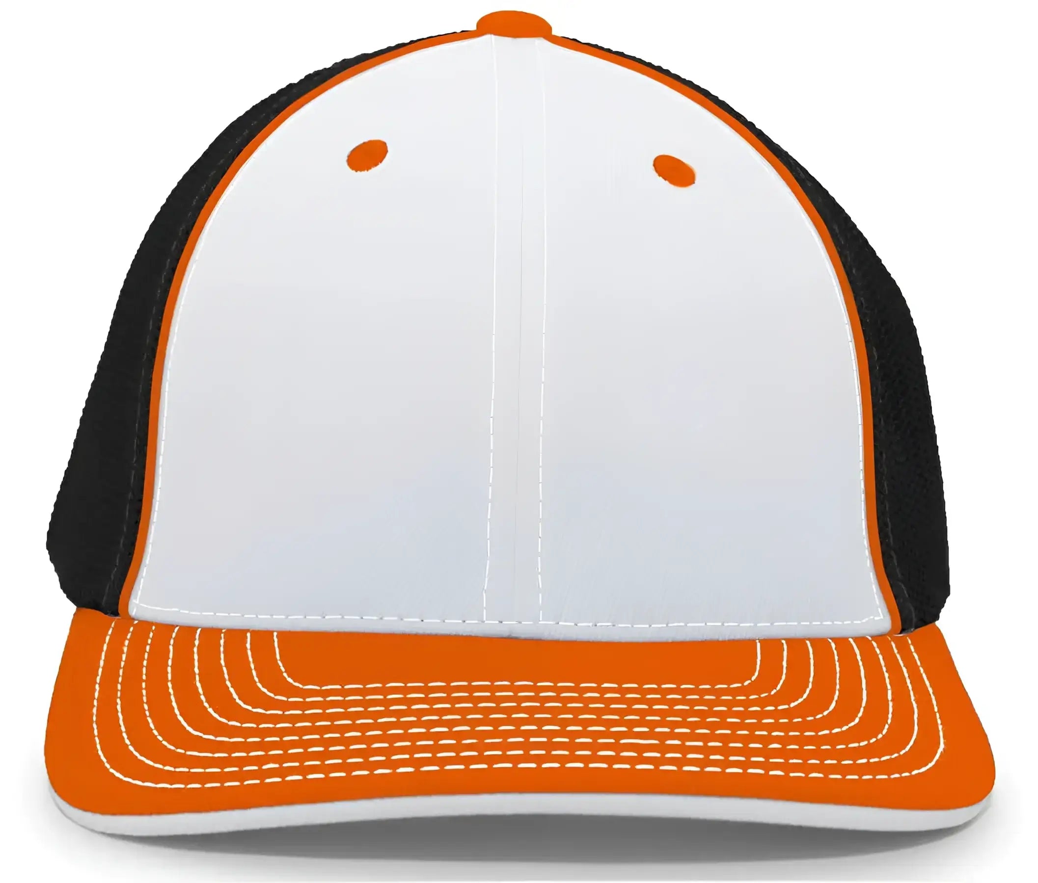 Pacific Headwear 404M Trucker Flexfit Cap - White Orange Black