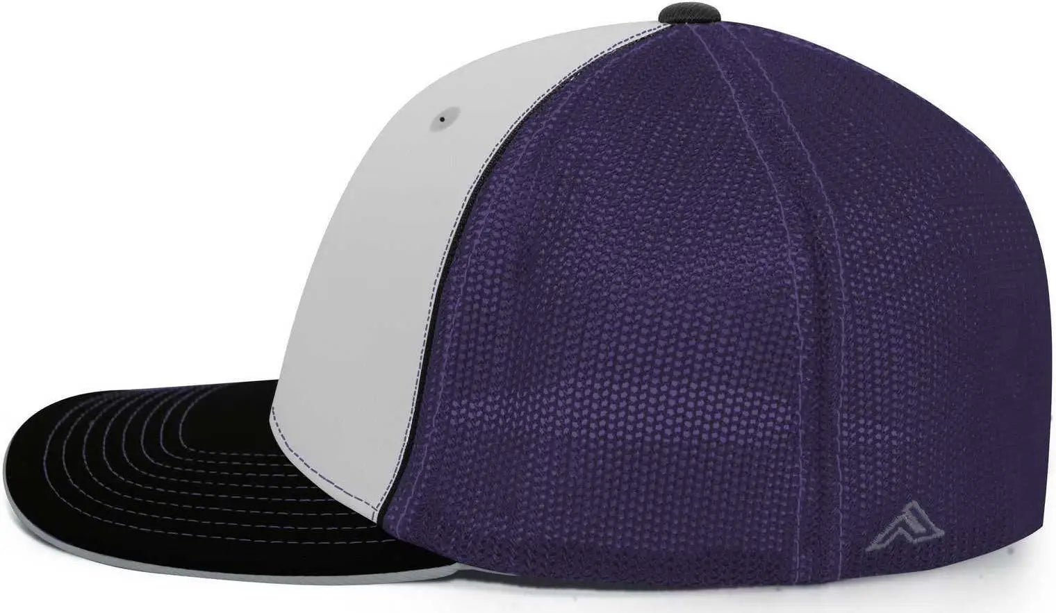Pacific Headwear 404M Trucker Flexfit Cap - White Purple Black