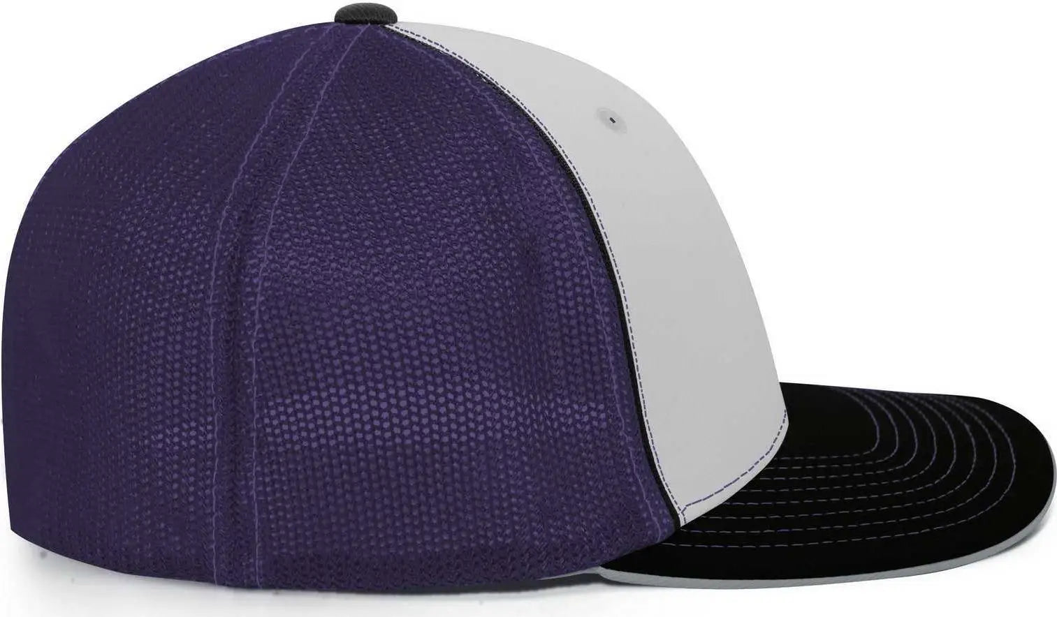 Pacific Headwear 404M Trucker Flexfit Cap - White Purple Black