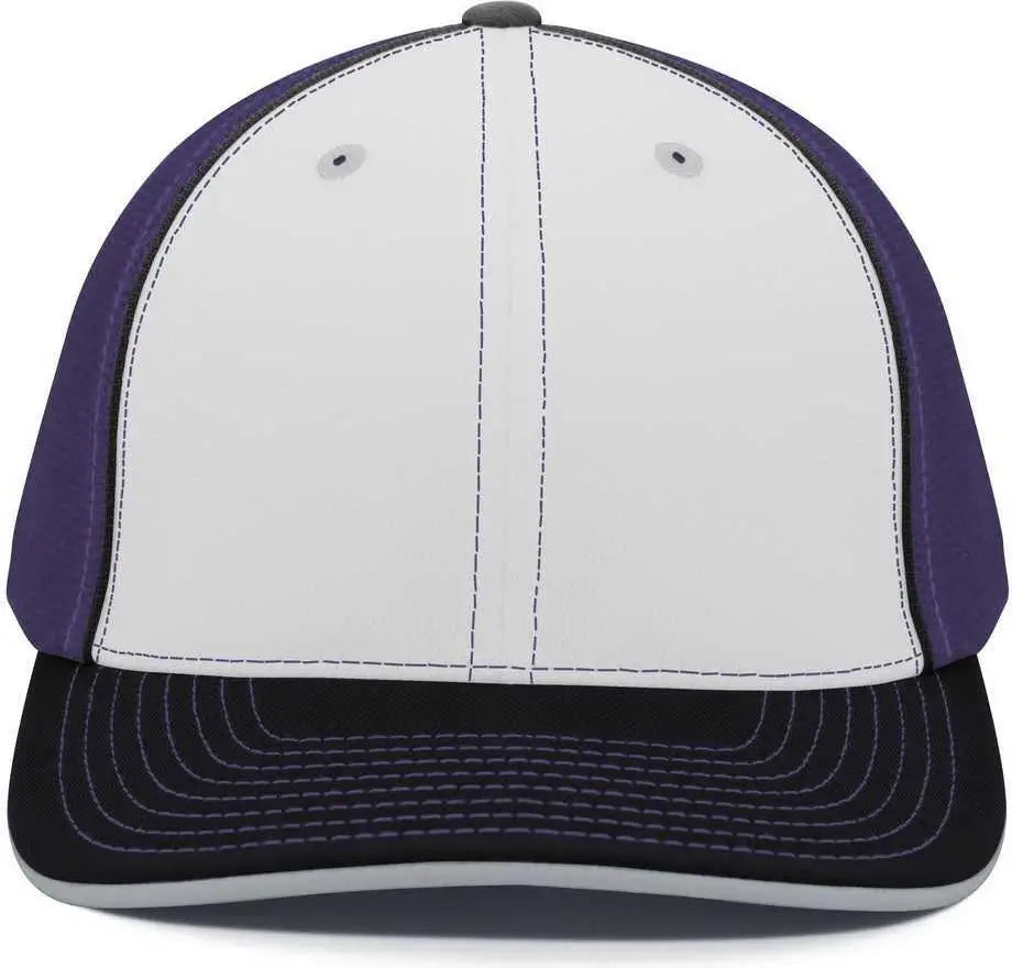 Pacific Headwear 404M Trucker Flexfit Cap - White Purple Black