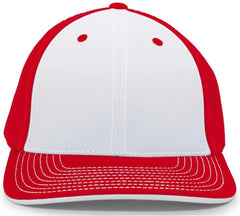 Pacific Headwear 404M Trucker Flexfit Cap White Red
