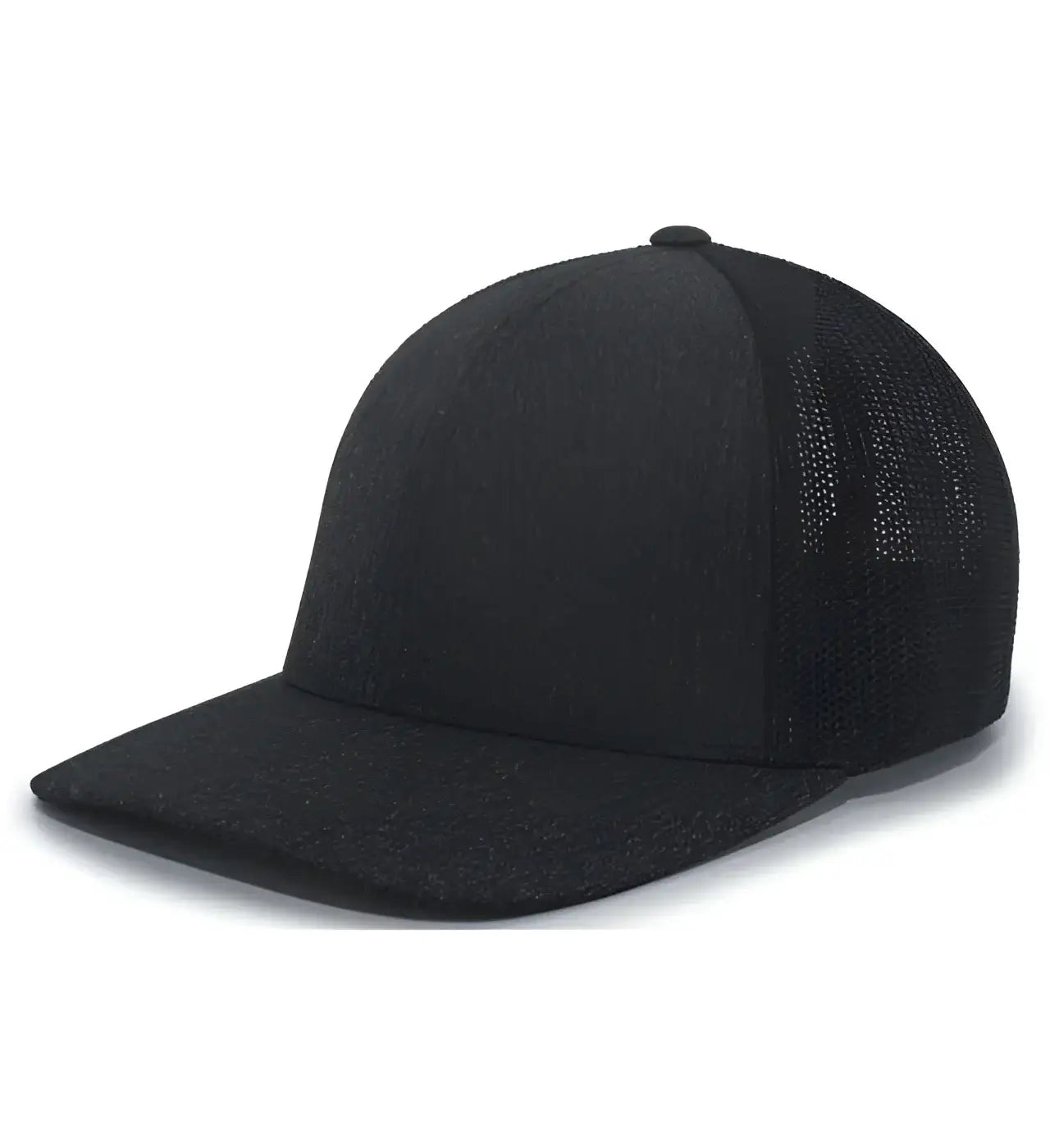 Pacific Headwear 405 Heather Flexfit Trucker Cap - Black Heather Black