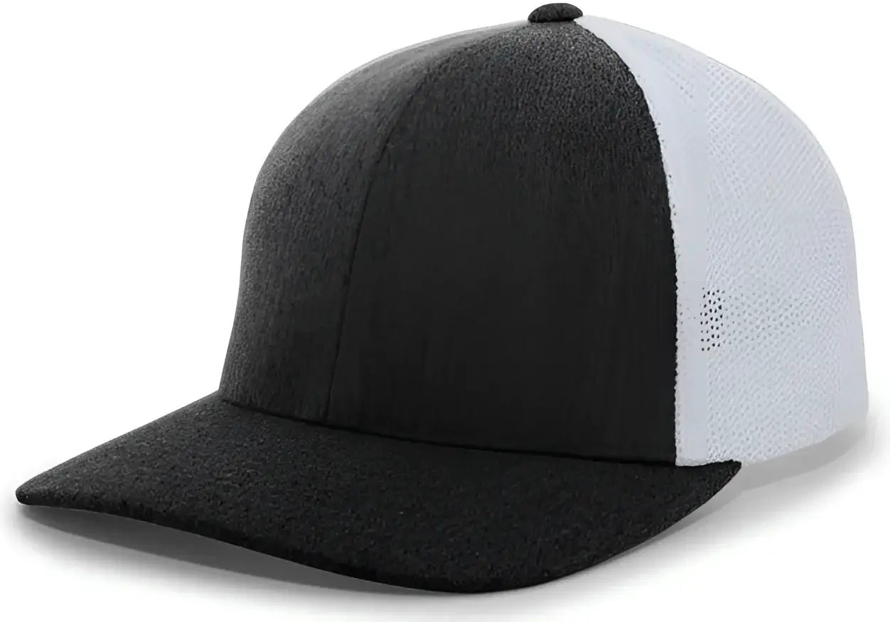 Pacific Headwear 405 Heather Flexfit Trucker Cap - Black Heather White