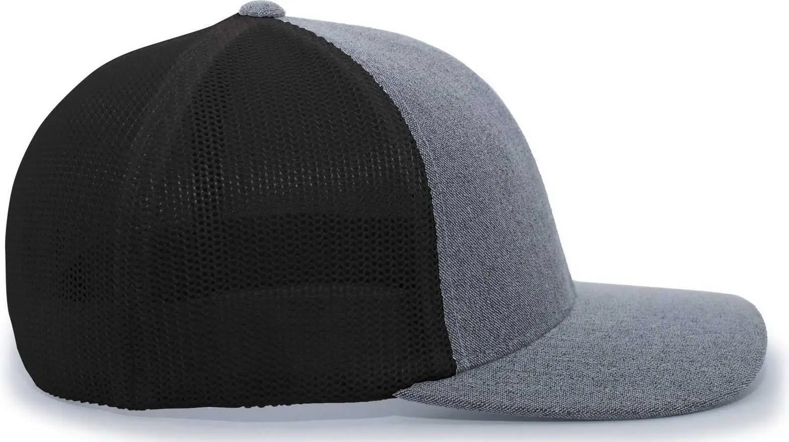 Pacific Headwear 405 Heather Flexfit Trucker Cap - Gray Heather Black