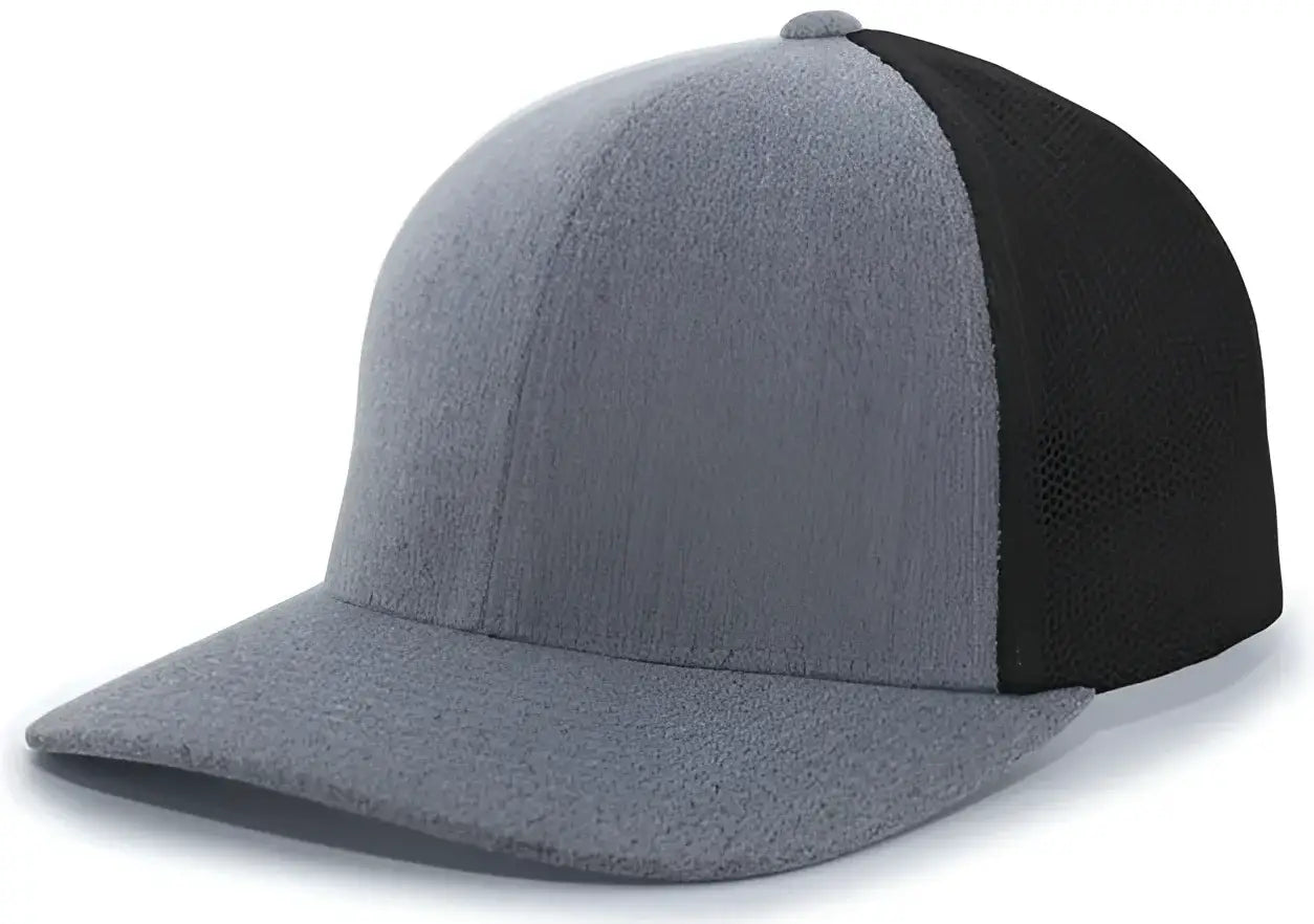 Pacific Headwear 405 Heather Flexfit Trucker Cap - Gray Heather Black