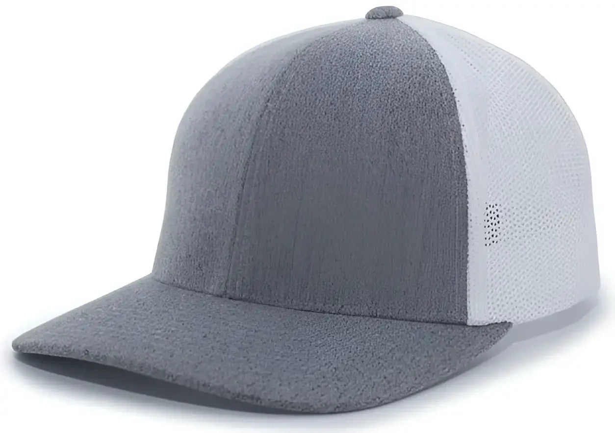 Pacific Headwear 405 Heather Flexfit Trucker Cap - Gray Heather White