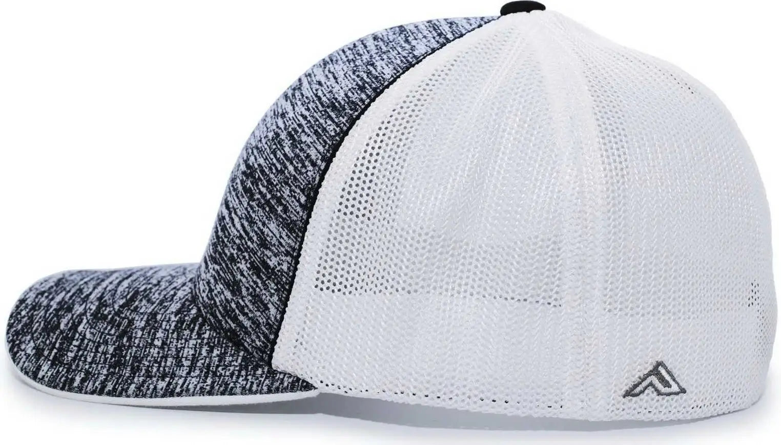 Pacific Headwear 406F Aggressive Heather Trucker Flexfit Cap - Black Heather White