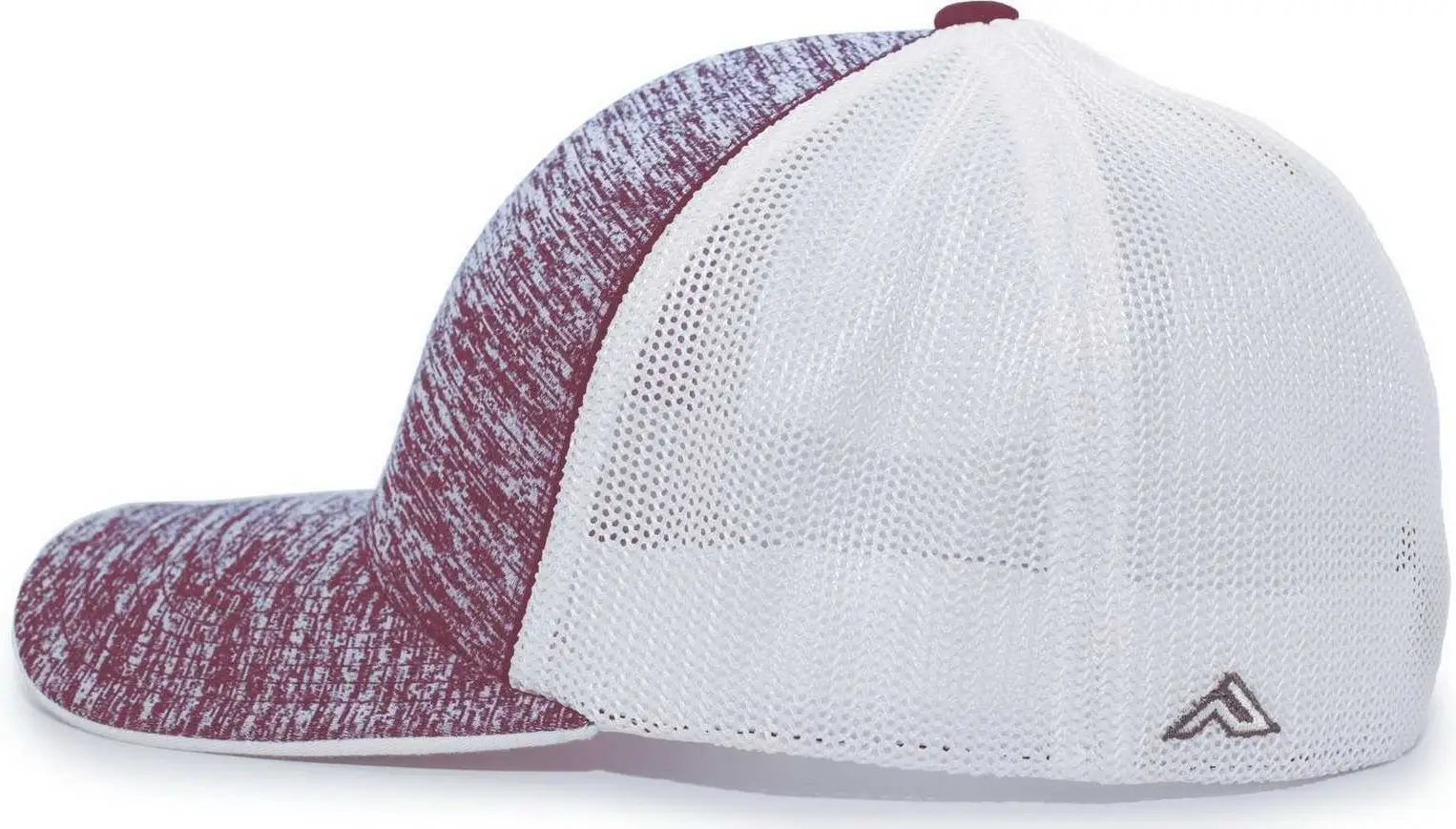 Pacific Headwear 406F Aggressive Heather Trucker Flexfit Cap - Maroon Heather White