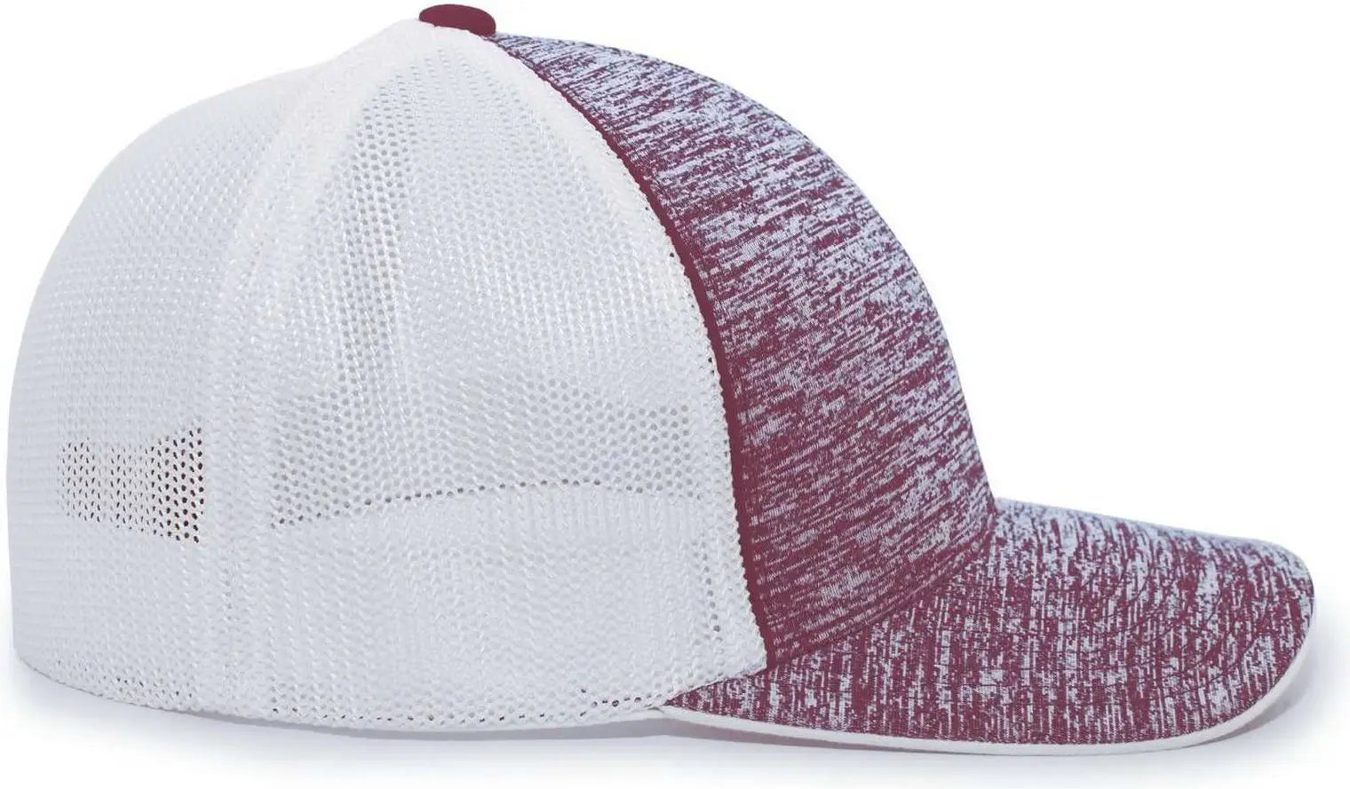 Pacific Headwear 406F Aggressive Heather Trucker Flexfit Cap - Maroon Heather White