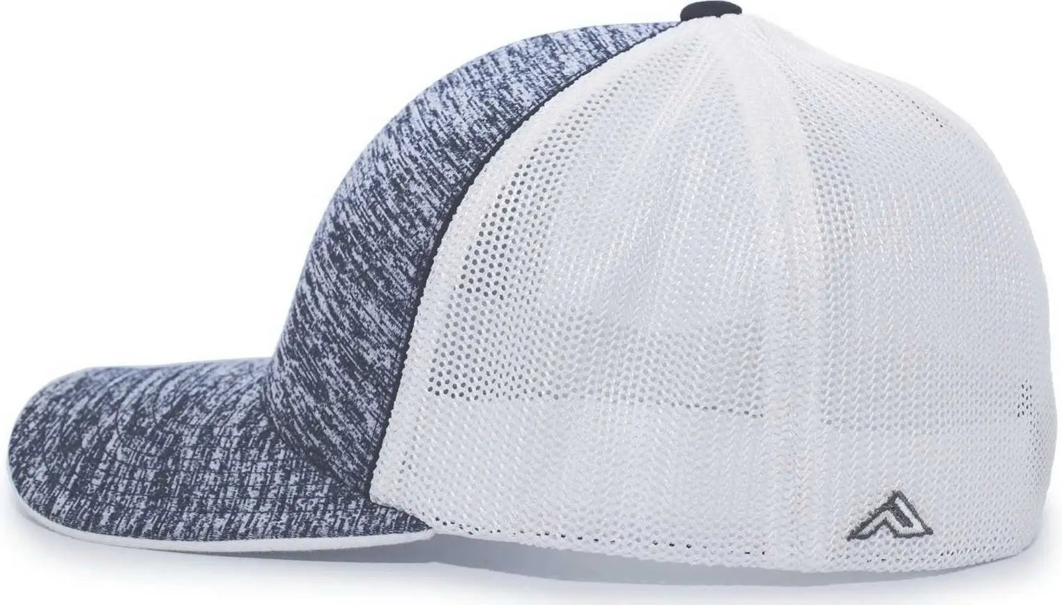 Pacific Headwear 406F Aggressive Heather Trucker Flexfit Cap - Navy Heather White