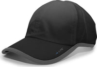 Pacific Headwear 410L Active Cap Hook-and-Loop Cap - Black Graphite - Black Dark Gray / 7’’ - 7 7/8’’