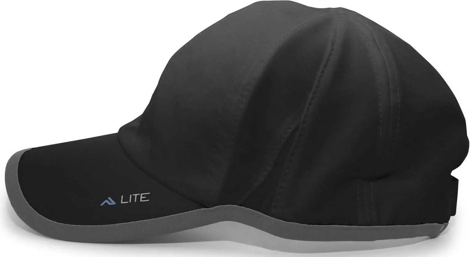 Pacific Headwear 410L Active Cap Hook-and-Loop Cap - Black Graphite - Black Dark Gray / 7’’ - 7 7/8’’