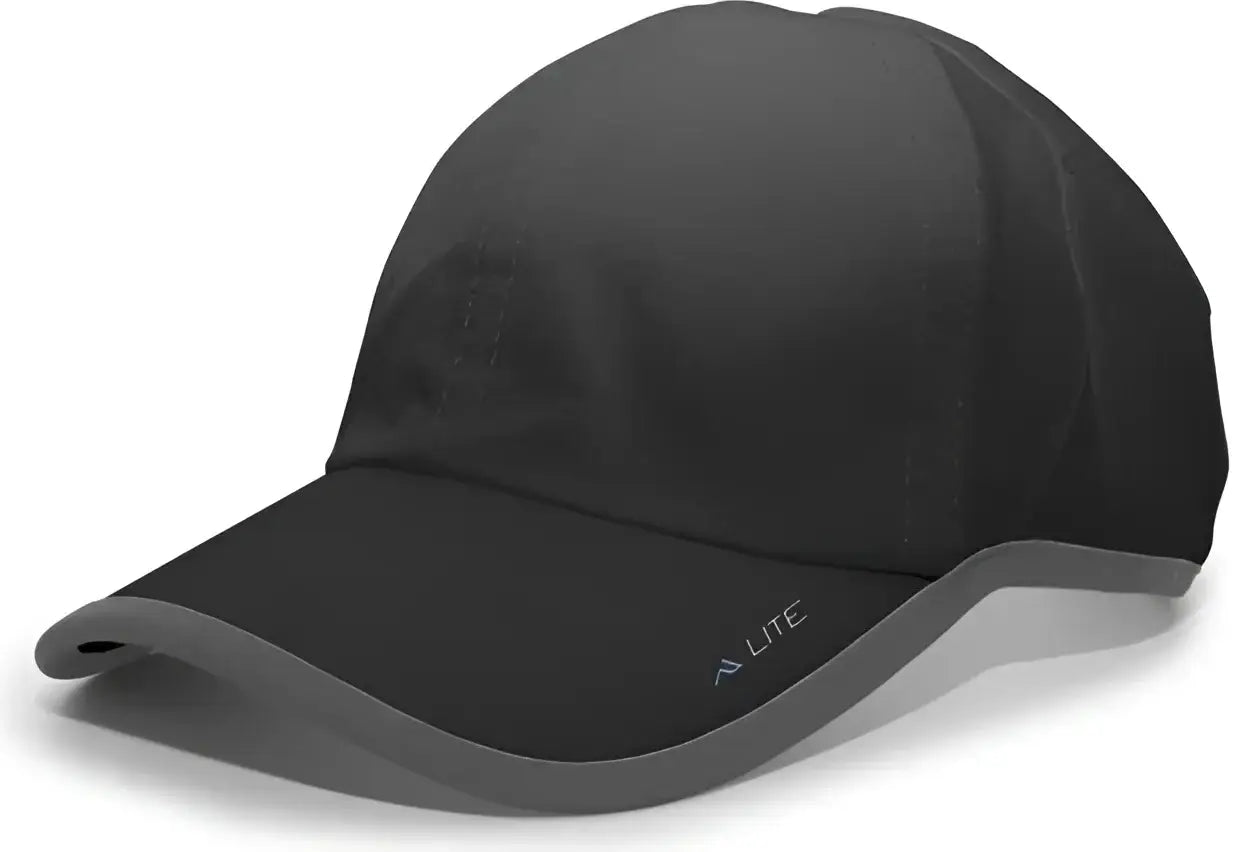 Pacific Headwear 410L Active Cap Hook-and-Loop Cap - Black Graphite - Black Dark Gray / 7’’ - 7 7/8’’