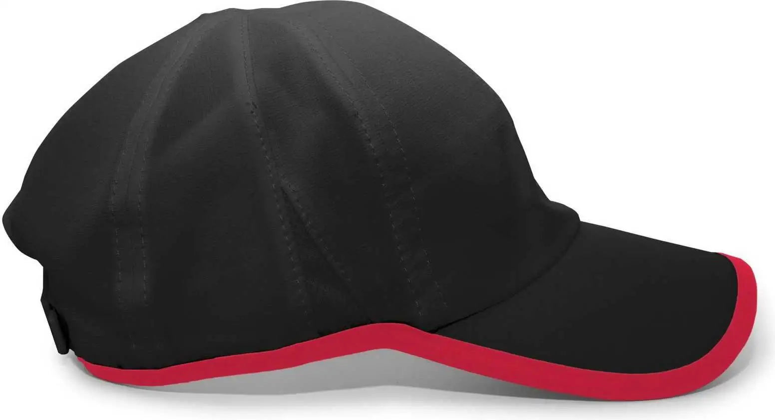 Pacific Headwear 410L Active Cap Hook-and-Loop Cap - Black Red - Black Red / 7’’ - 7 7/8’’