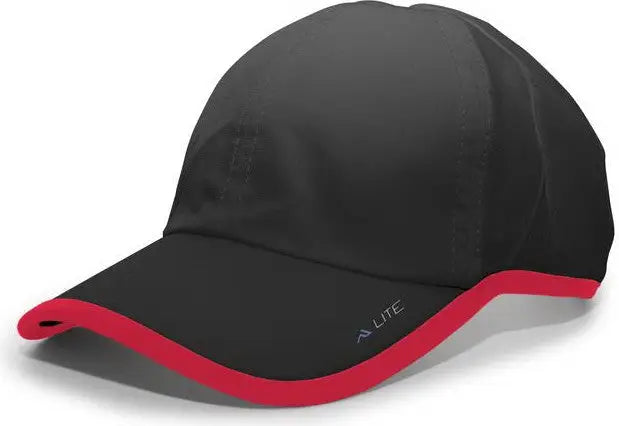 Pacific Headwear 410L Active Cap Hook-and-Loop Cap - Black Red - Black Red / 7’’ - 7 7/8’’