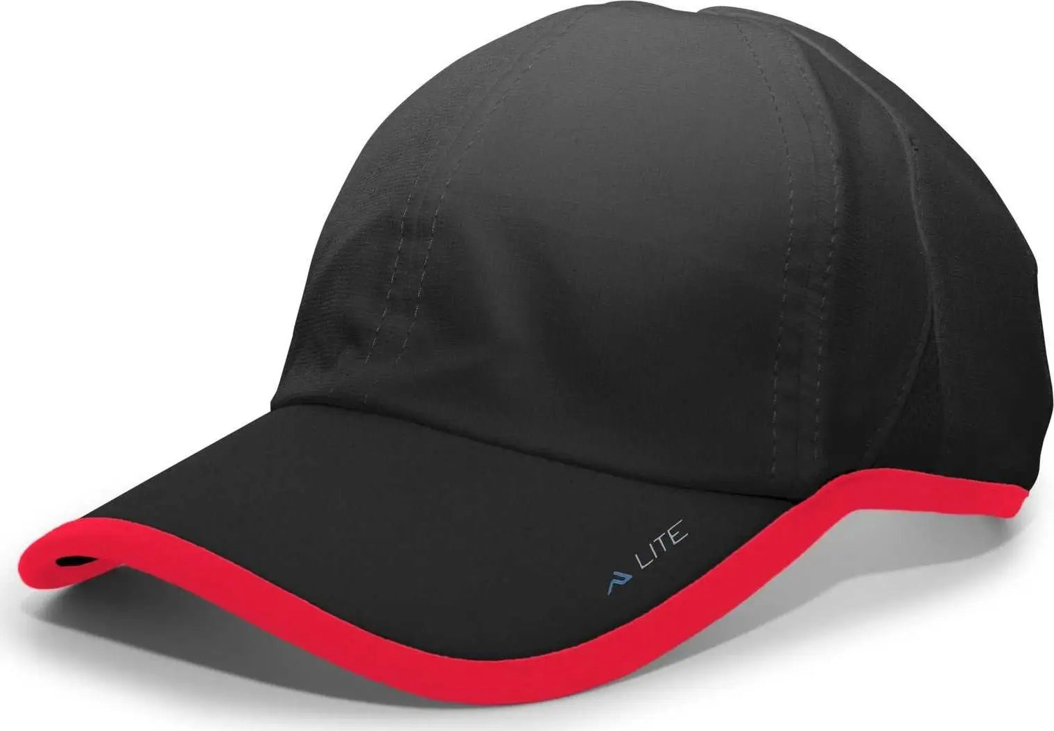 Pacific Headwear 410L Active Cap Hook-and-Loop Cap - Black Red - Black Red / 7’’ - 7 7/8’’