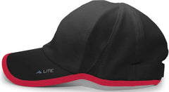 Pacific Headwear 410L Active Cap Hook-and-Loop Cap - Black Red - Black Red / 7’’ - 7 7/8’’
