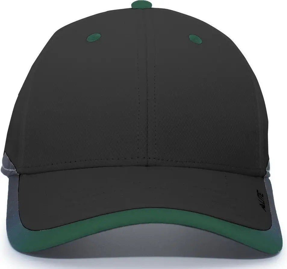 Pacific Headwear 416L Lite Series Hook-And-Loop Adjustable Cap - Black Dark Green - Black Dark Green / 7’’ - 7 7/8’’