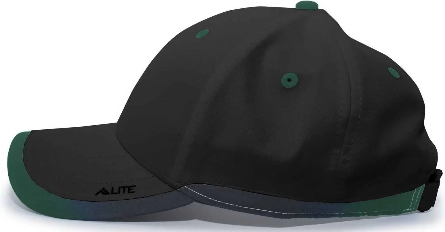 Pacific Headwear 416L Lite Series Hook-And-Loop Adjustable Cap - Black Dark Green - Black Dark Green / 7’’ - 7 7/8’’