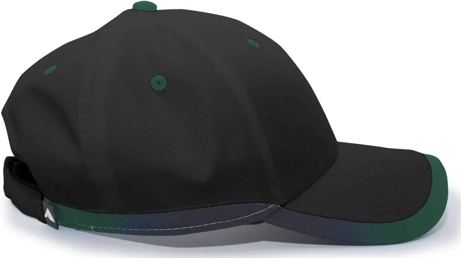 Pacific Headwear 416L Lite Series Hook-And-Loop Adjustable Cap - Black Dark Green - Black Dark Green / 7’’ - 7 7/8’’