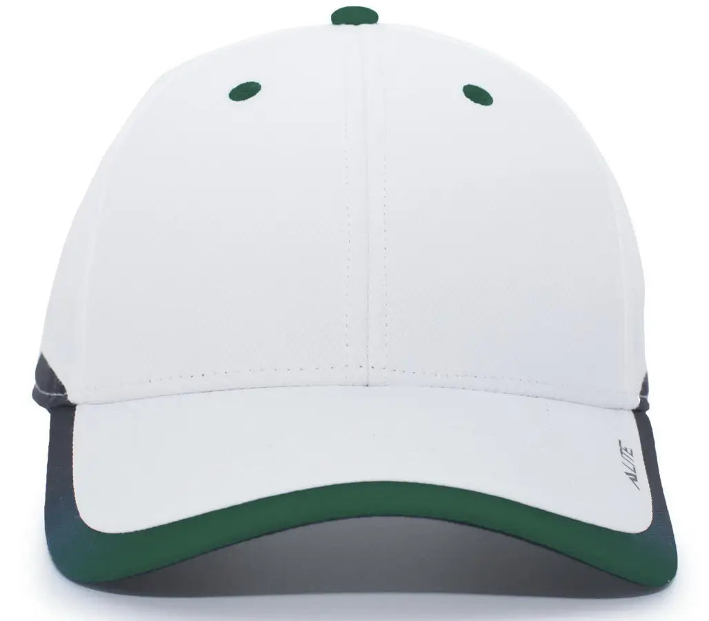 Pacific Headwear 416L Running Cap Hook-and-Loop Cap - White Dark Green - White Forest / 7’’ - 7 7/8’’